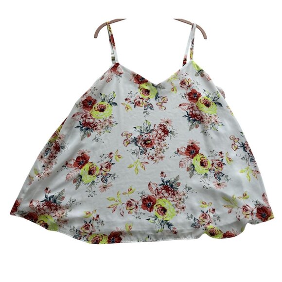 Torrid Sophie Floral Print Camisole Top Size 3 White Multicolor Polyester Flowy - Picture 1 of 7